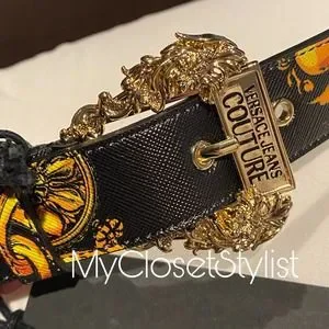 Versace | Accessories | Versace Gold Statement Leather Belt  display picture 1